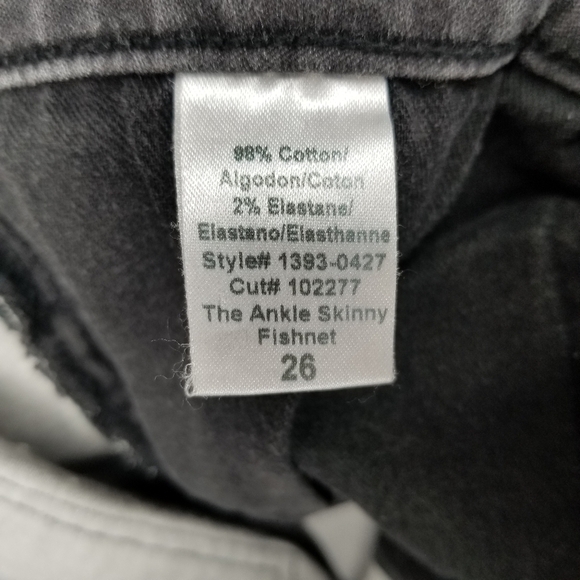 CURRENT/ELLIOT The Ankle Skinny Fishnet Printed Jeans Gray Women's 26 Low Rise - Picture 11 of 16